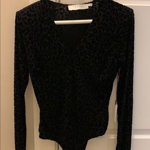 ASTR Velvet Leopard Bodysuit; sz small